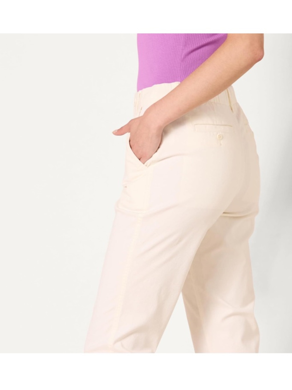 Womens High-Rise Regular-Fit Ankle-Length Tapered-Leg Pant, Eggshell White, 18 - Picture 3 of 5
